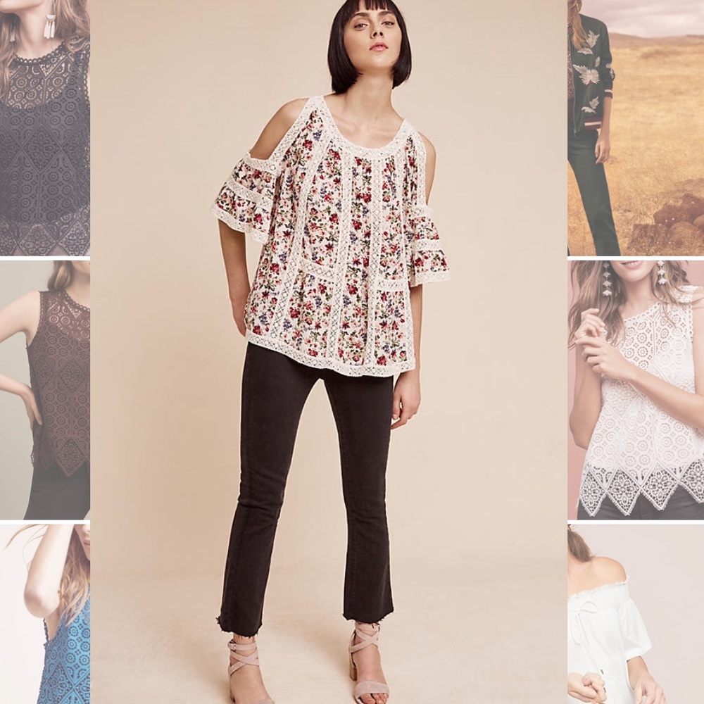 ⭐️ ANTHROPOLOGIE: Floral Crochet Peep Shoulder